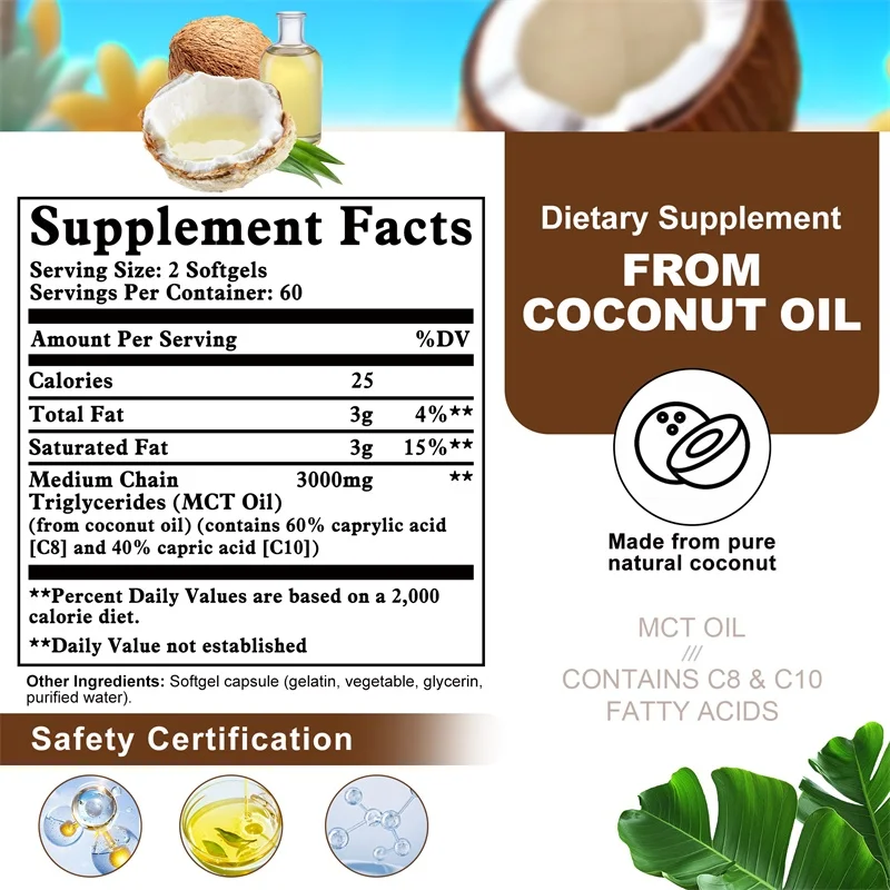 MCT Oil Supplement - Contains  - Mct Oil Coconut ulasan dan harga