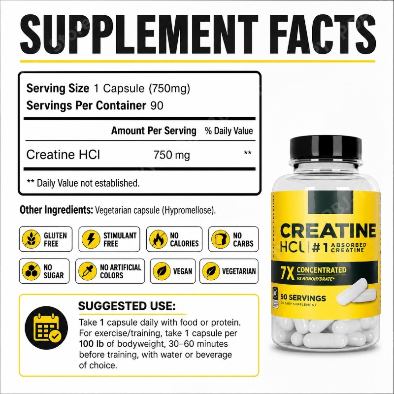 Creatine HCl 750mg 90 Capsules - Nutrition Fitness ulasan dan harga