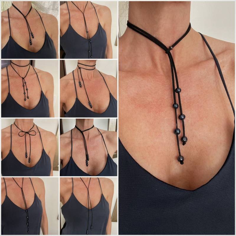 Pearl Leather Necklace Vegan S - Nutrition Fitness ulasan dan harga